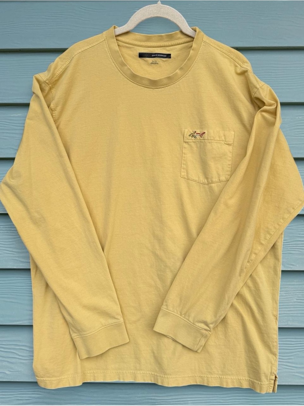 Greg Norman Collection Long Sleeve Pocket Tee in Light Yellow